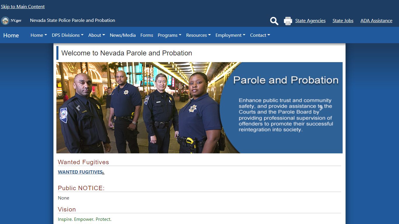 Welcome to Nevada Parole and Probation